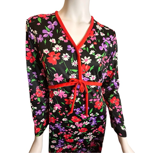 Vintage 60s 70s Floral Maxi Dress Size Medium - Picture 5 of 11